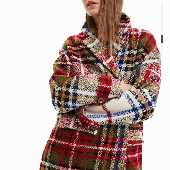 NWT, DESIGUAL, long tartan coat XS - Picture 3 of 11